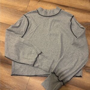 forever 21 plus long balloon sleeve ribbed mock neck crop top